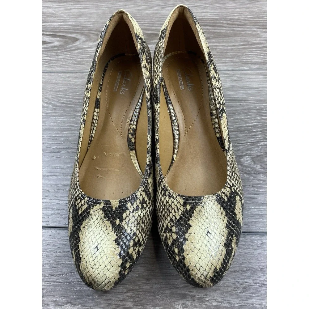 Clarks Women's Snakeprint Wedge Heels Multicolor‎ Size 8.5 M